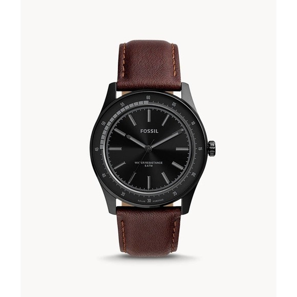 FOSSIL BQ2666 Sullivan Solar-Powered Brown Leather Watch - Picture 1 of 4